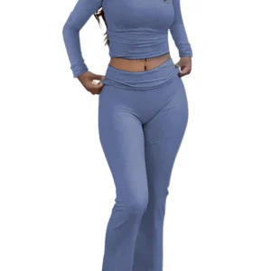 Two-Piece Set Long-Sleeve Wide-Leg Activewear