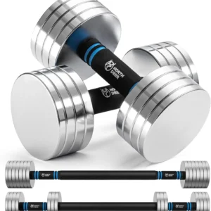 Home Gym Workout - Upgraded Adjustable Steel Dumbbells