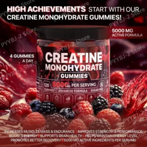 Creatine Monohydrate Gummies Raspberry & Blackberry Flavor Sugar Free