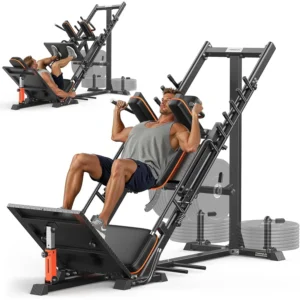 3‑in‑1 Leg Press Hack Squat Machine with Ultra-Quiet Pulley System –Adjustable Leg Press Machine for Home Gym